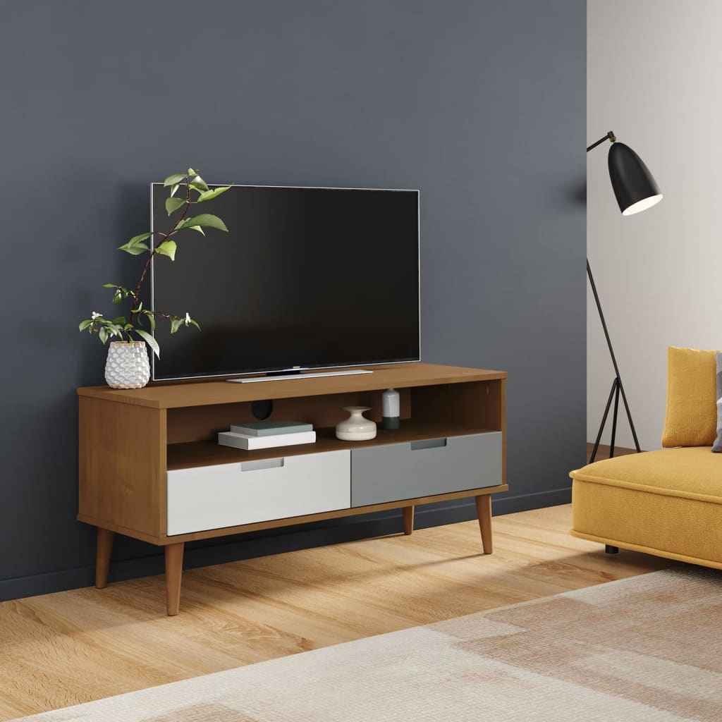 Meuble TV MOLDE 106x40x49 cm en bois de pin massif