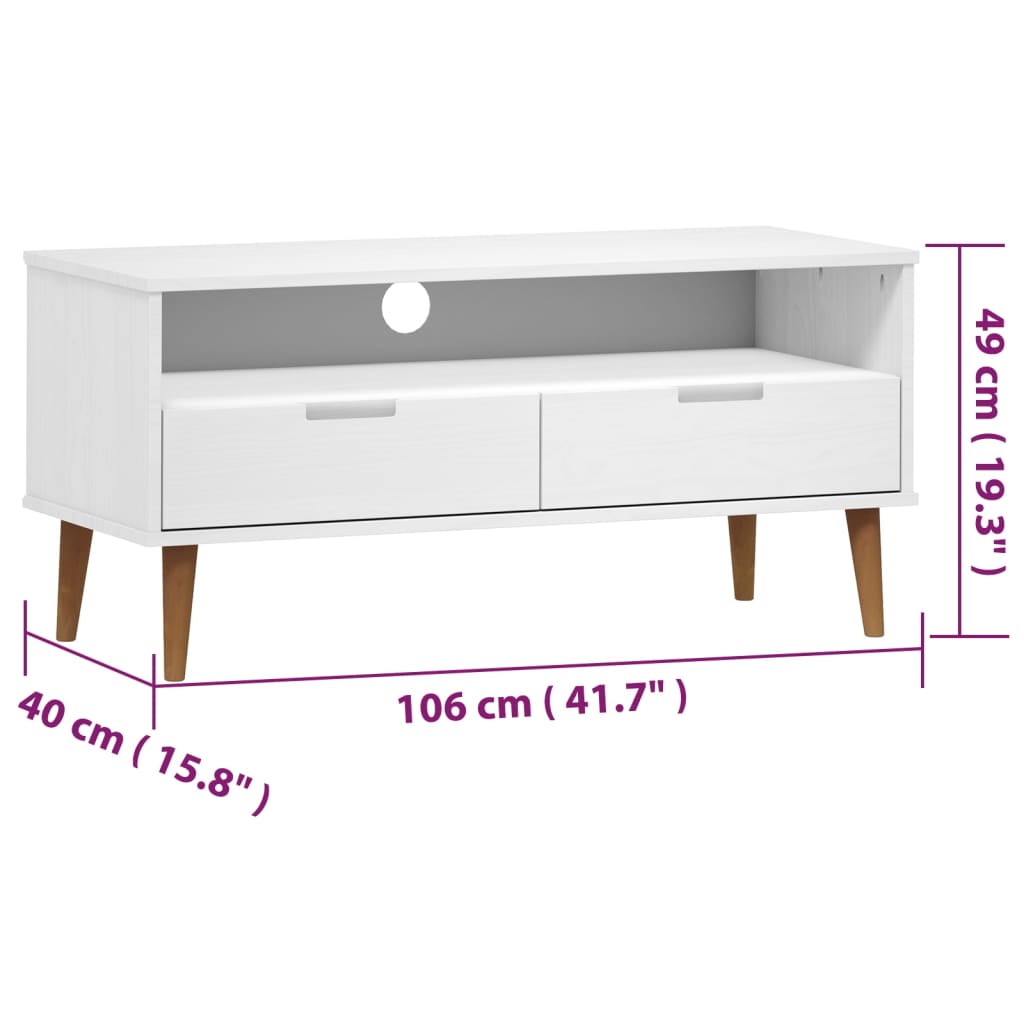 Meuble TV MOLDE 106x40x49 cm en bois de pin massif