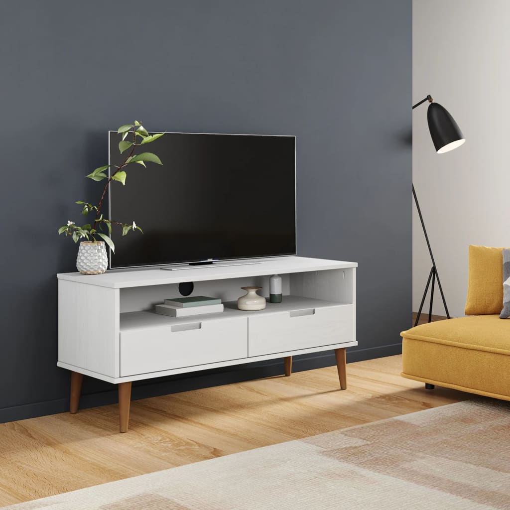 Meuble TV MOLDE 106x40x49 cm en bois de pin massif