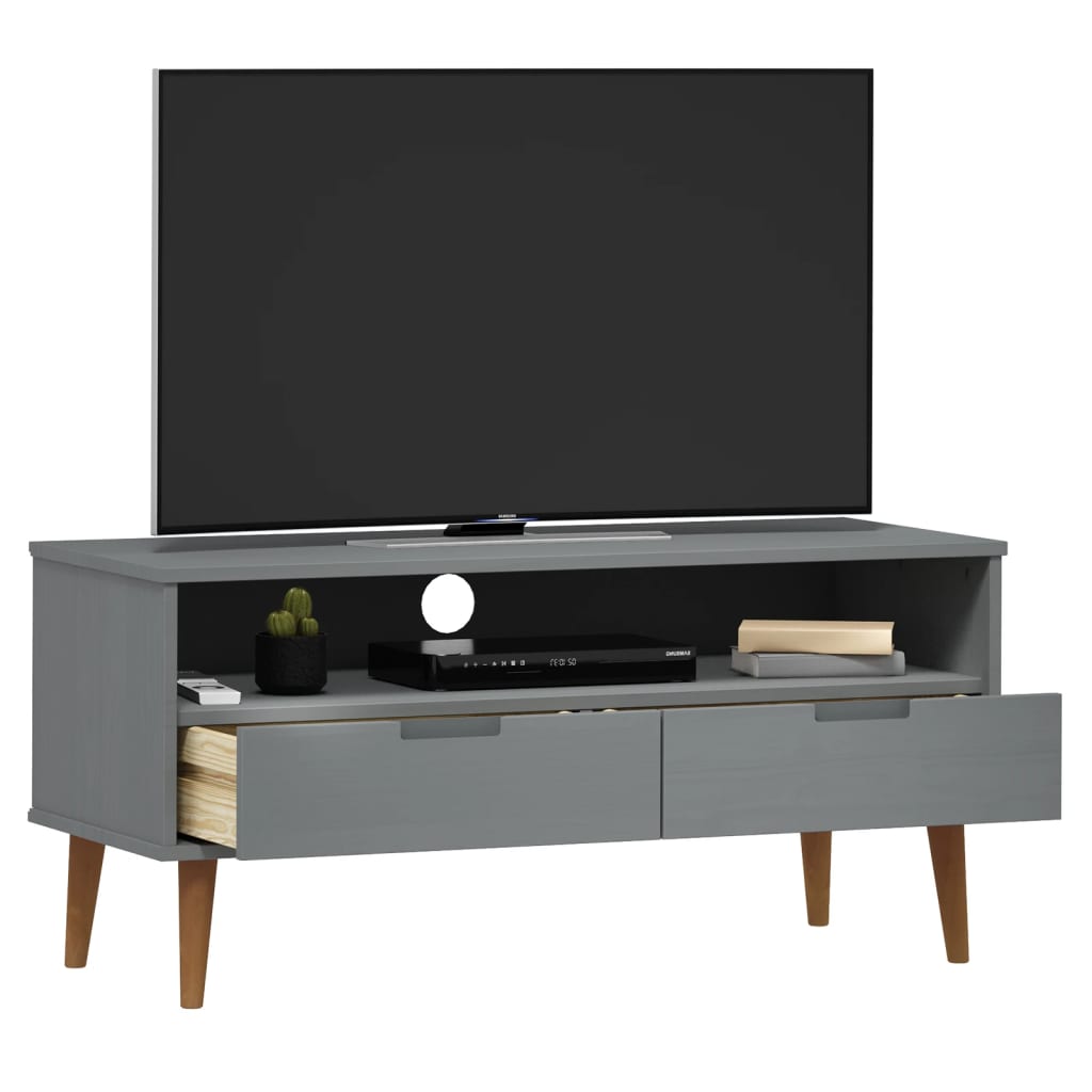 Meuble TV MOLDE 106x40x49 cm en bois de pin massif