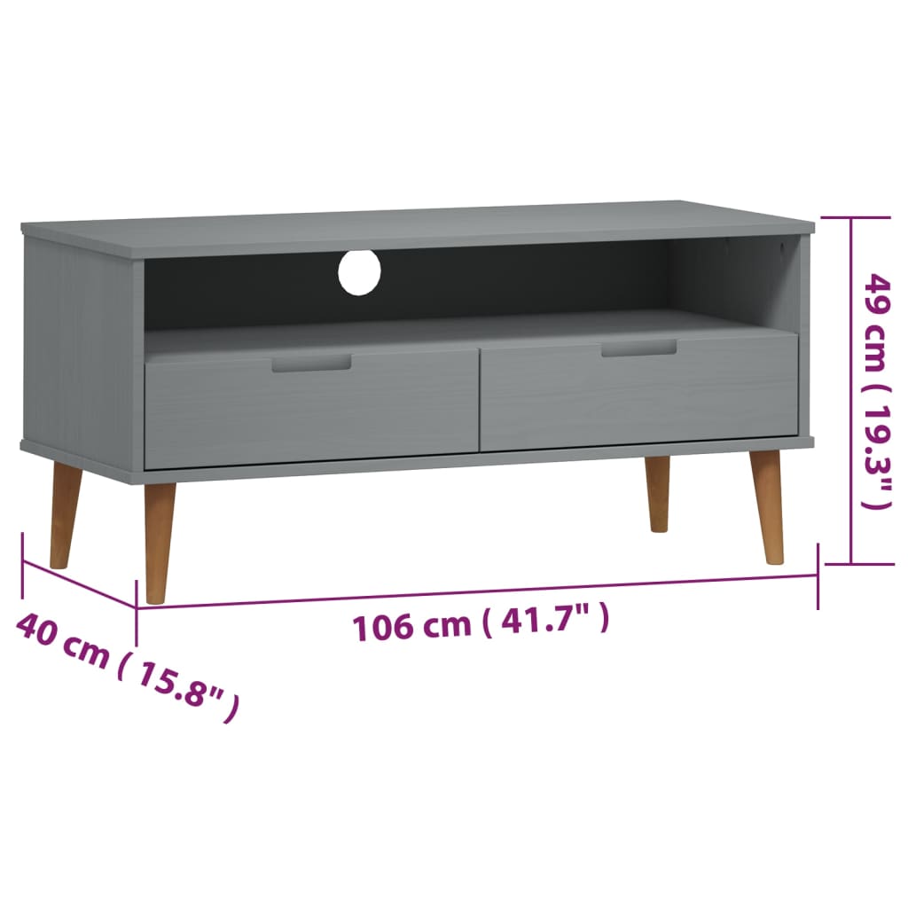 Meuble TV MOLDE 106x40x49 cm en bois de pin massif