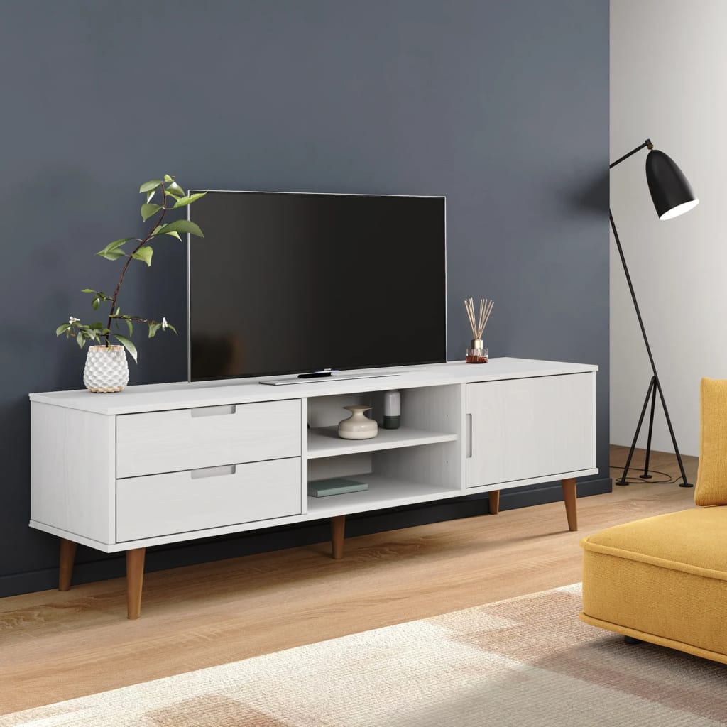 Meuble TV MOLDE 158x40x49 cm en bois de pin massif