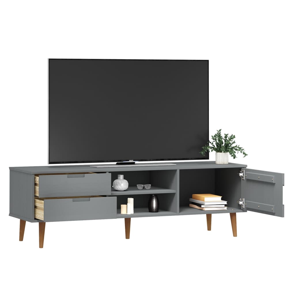 Meuble TV MOLDE 158x40x49 cm en bois de pin massif