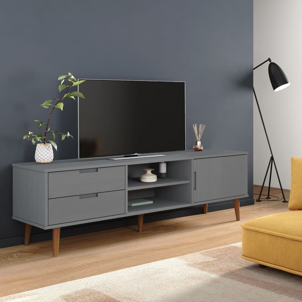 Meuble TV MOLDE 158x40x49 cm en bois de pin massif