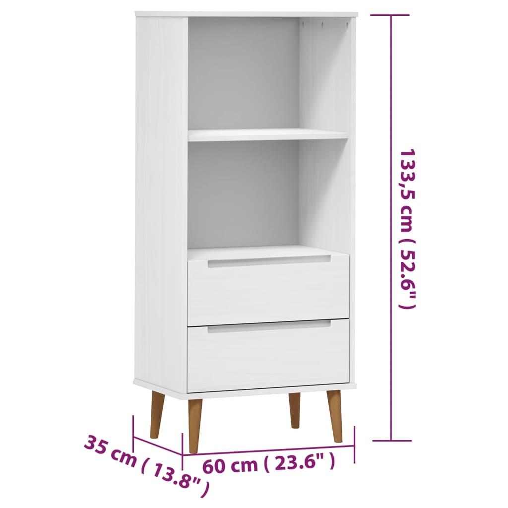 Boekenkast MOLDE 60x35x133,5 cm massief grenenhout