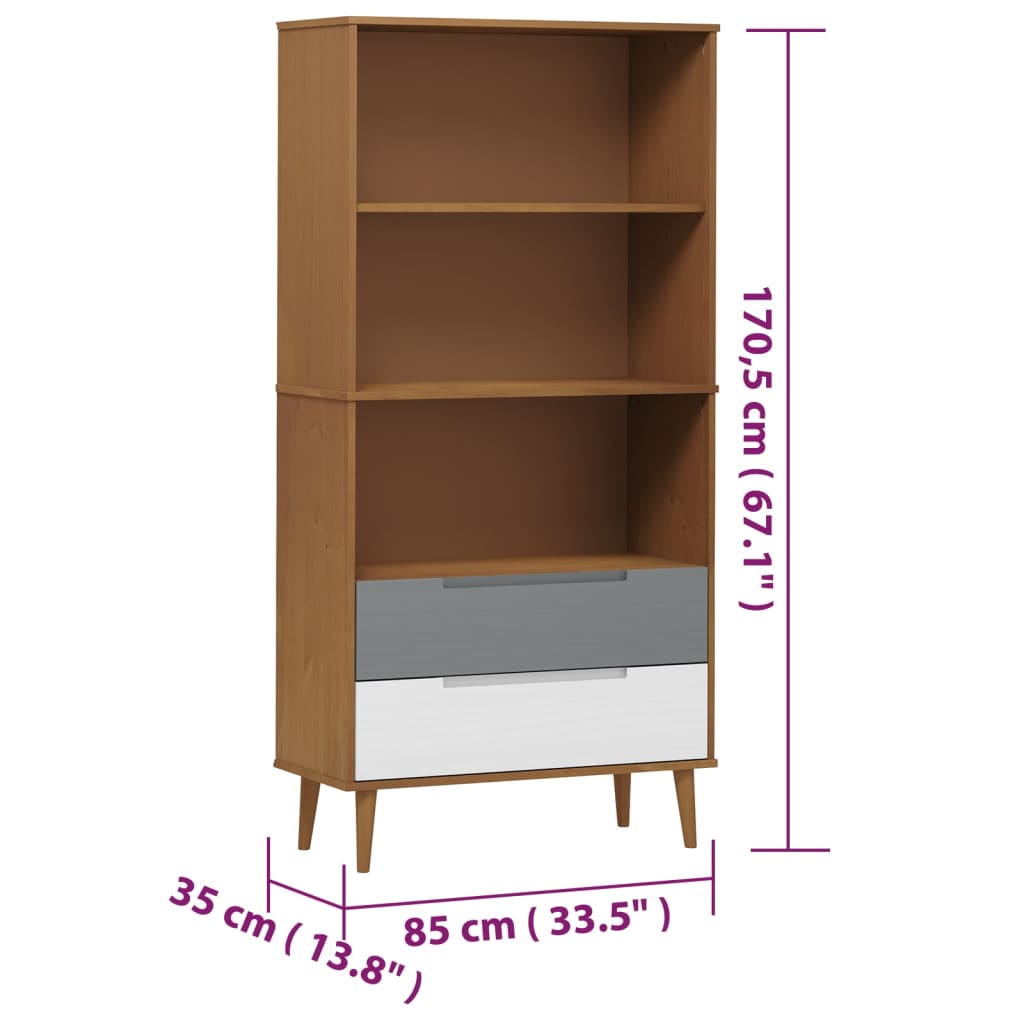 Boekenkast MOLDE 85x35x170,5 cm massief grenenhout