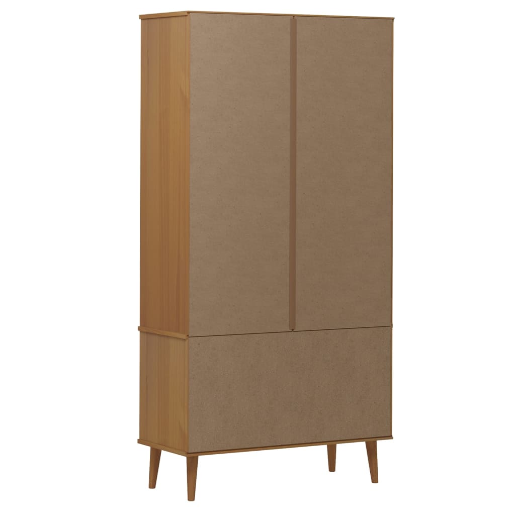 Vitrine MOLDE 90x35x175 cm en bois de pin massif marron