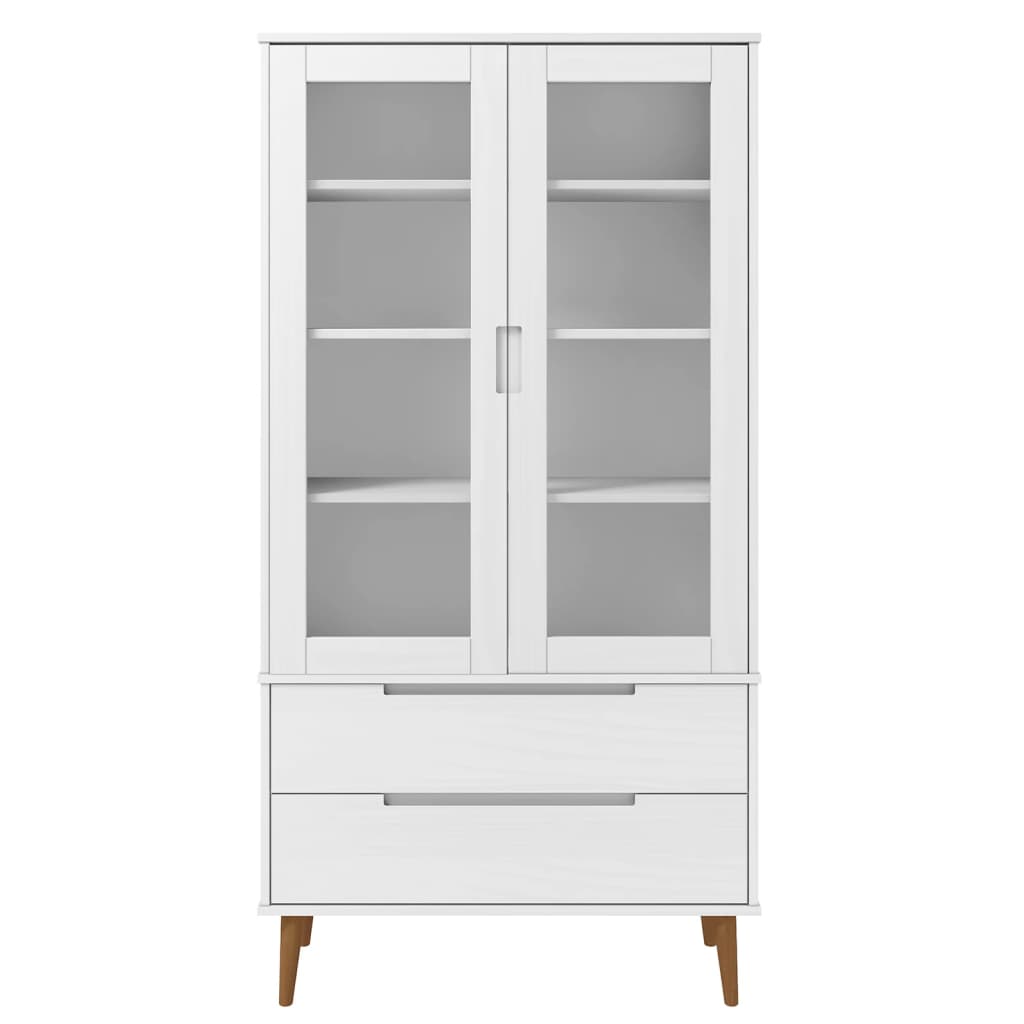 Vitrine MOLDE 90x35x175 cm en bois de pin massif marron