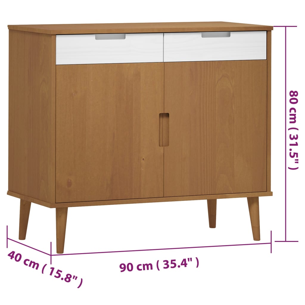 Buffet MOLDE 90x40x80 cm en bois de pin massif