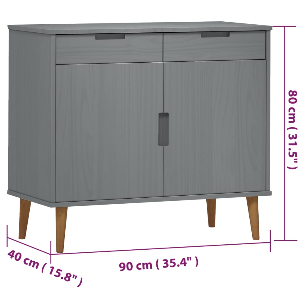 Buffet MOLDE 90x40x80 cm en bois de pin massif