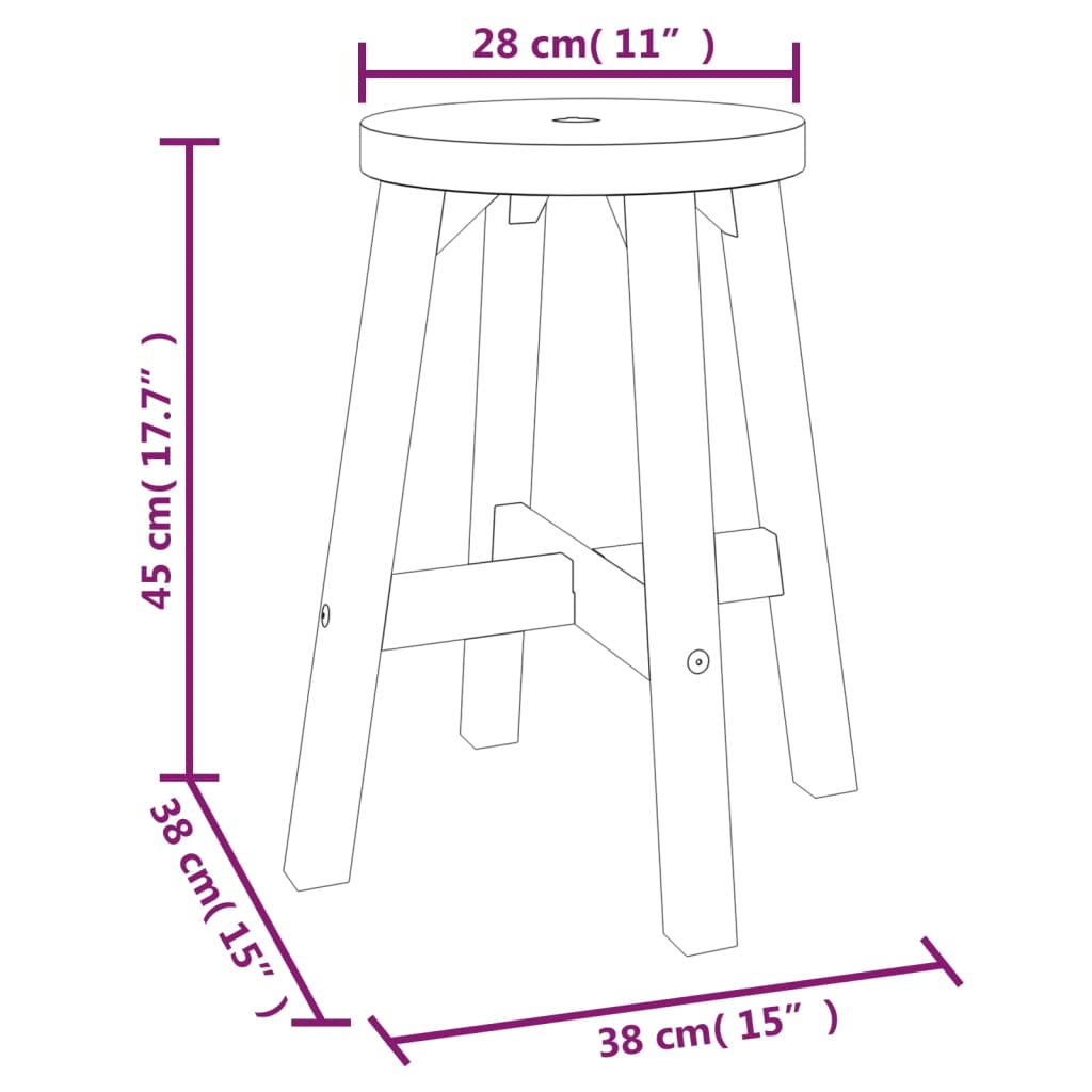 Kruk 45x29x45 cm rechthoekig massief acaciahout