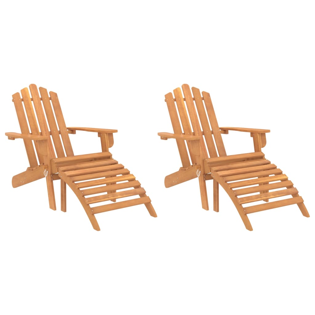 Chaise de jardin Adirondack avec repose-pieds en bois d'acacia massif