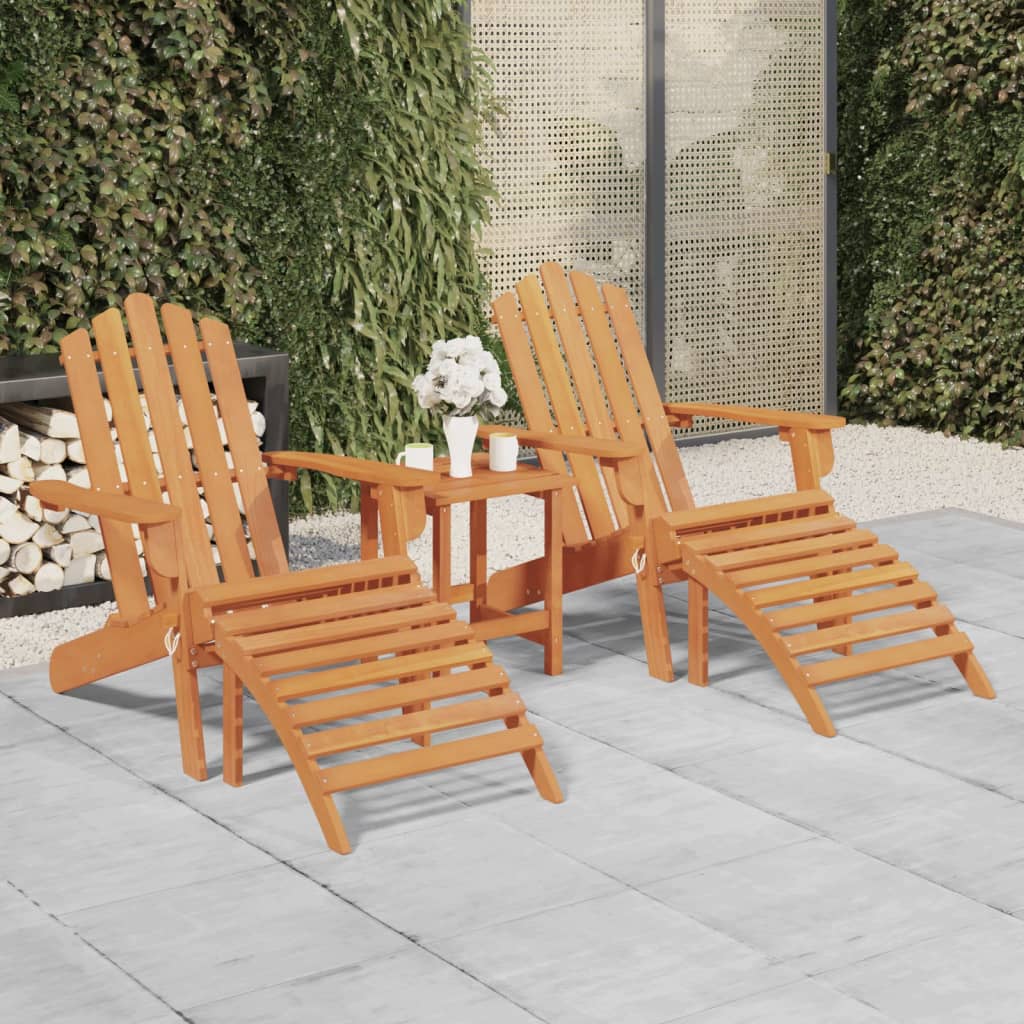 Chaise de jardin Adirondack avec repose-pieds en bois d'acacia massif