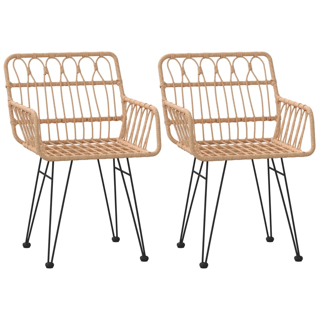 Chaises de jardin 2 pcs avec accoudoirs 56x64x80 cm rotin PE