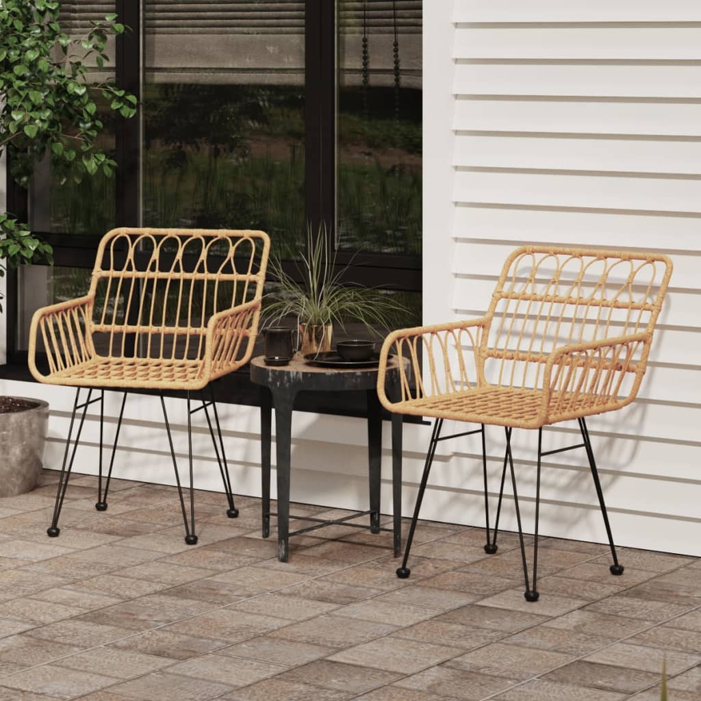 Chaises de jardin 2 pcs avec accoudoirs 56x64x80 cm rotin PE