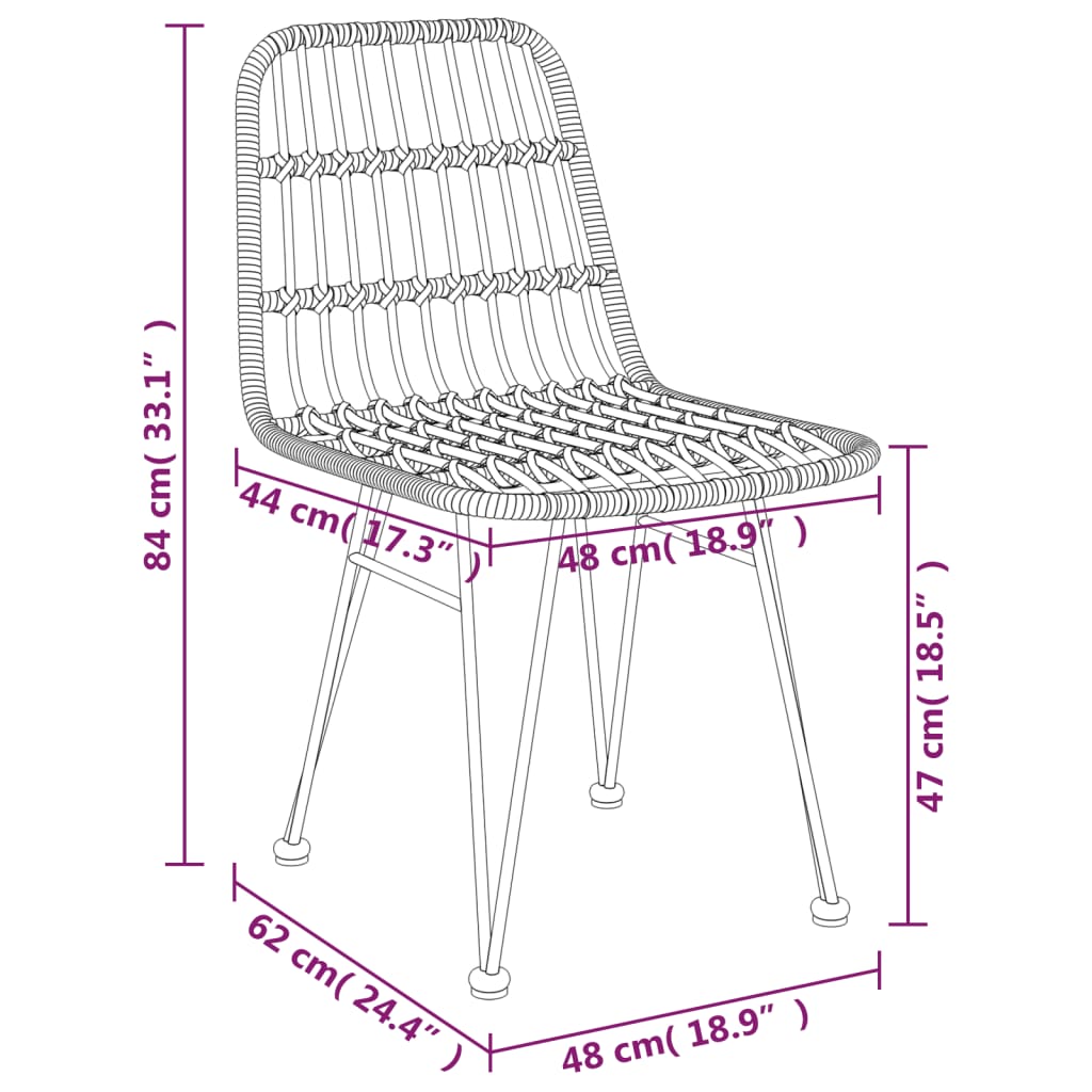 Chaises de jardin 2 pcs 48x62 84 cm PE rotin