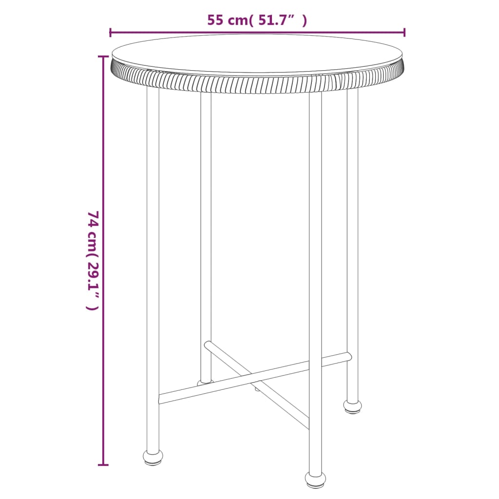 Table à manger Ø80 cm verre trempé et acier