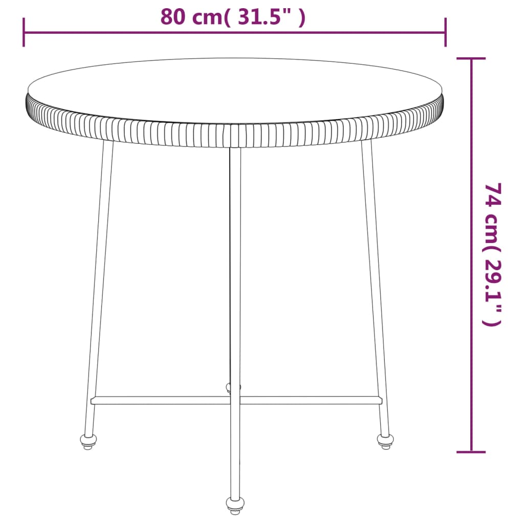 Table à manger Ø80 cm verre trempé et acier