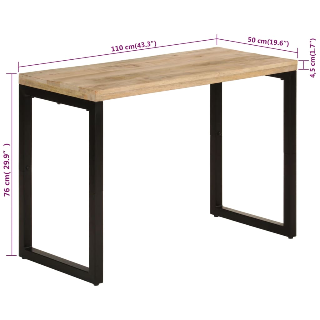 Table à manger/bureau avec pieds en acier, bois de Sesham massif