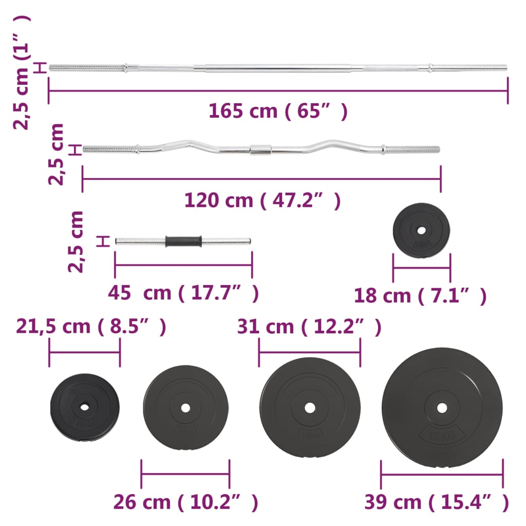 Ensemble d'haltères avec poids 120 kg