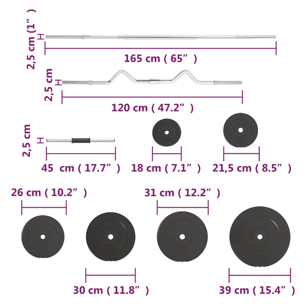 Ensemble d'haltères avec poids 120 kg