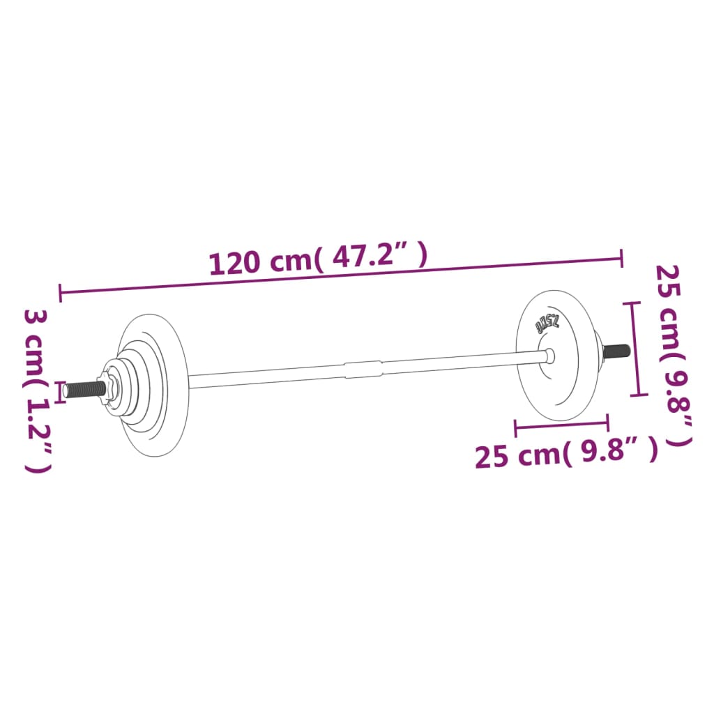 Haltère avec poids 30 kg en fonte