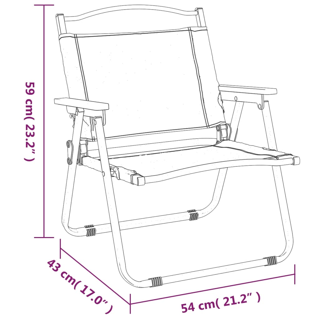 Campingstoelen 2 st 54x55x78 cm oxford stof