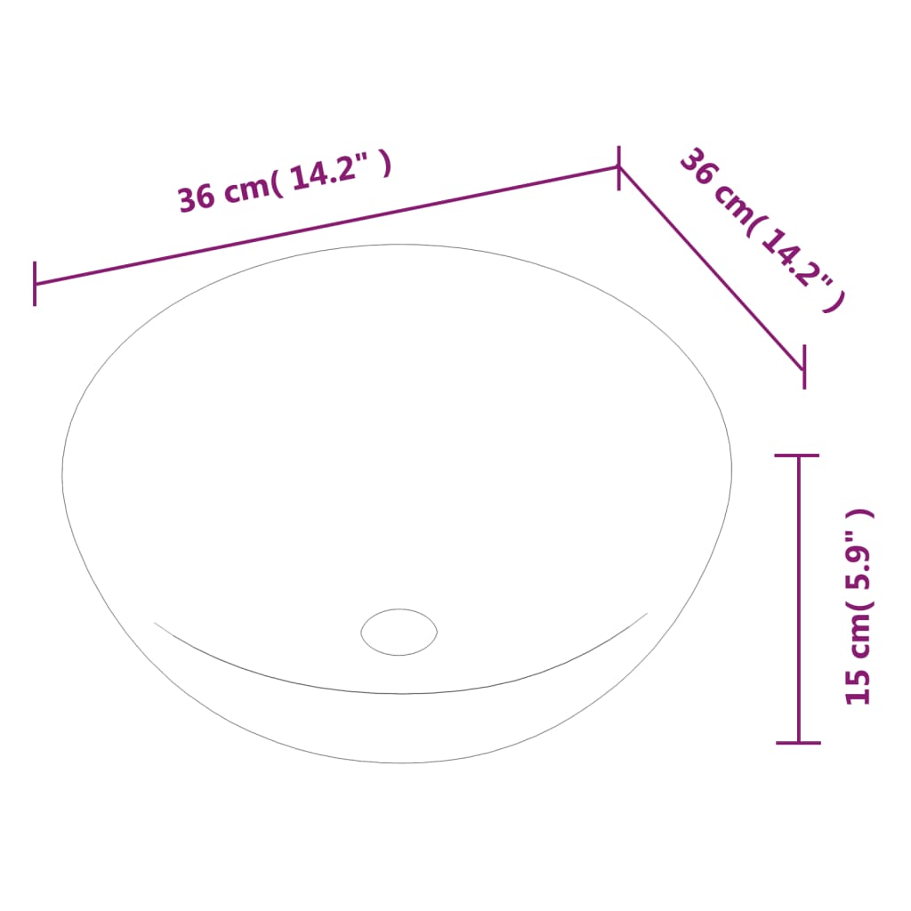 Wasbak 36x15 cm rond keramiek