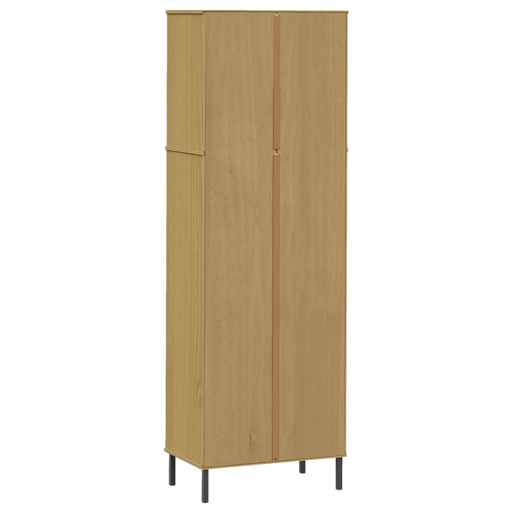 Boekenkast met 2 lades OSLO 60x35x180 cm massief hout bruin