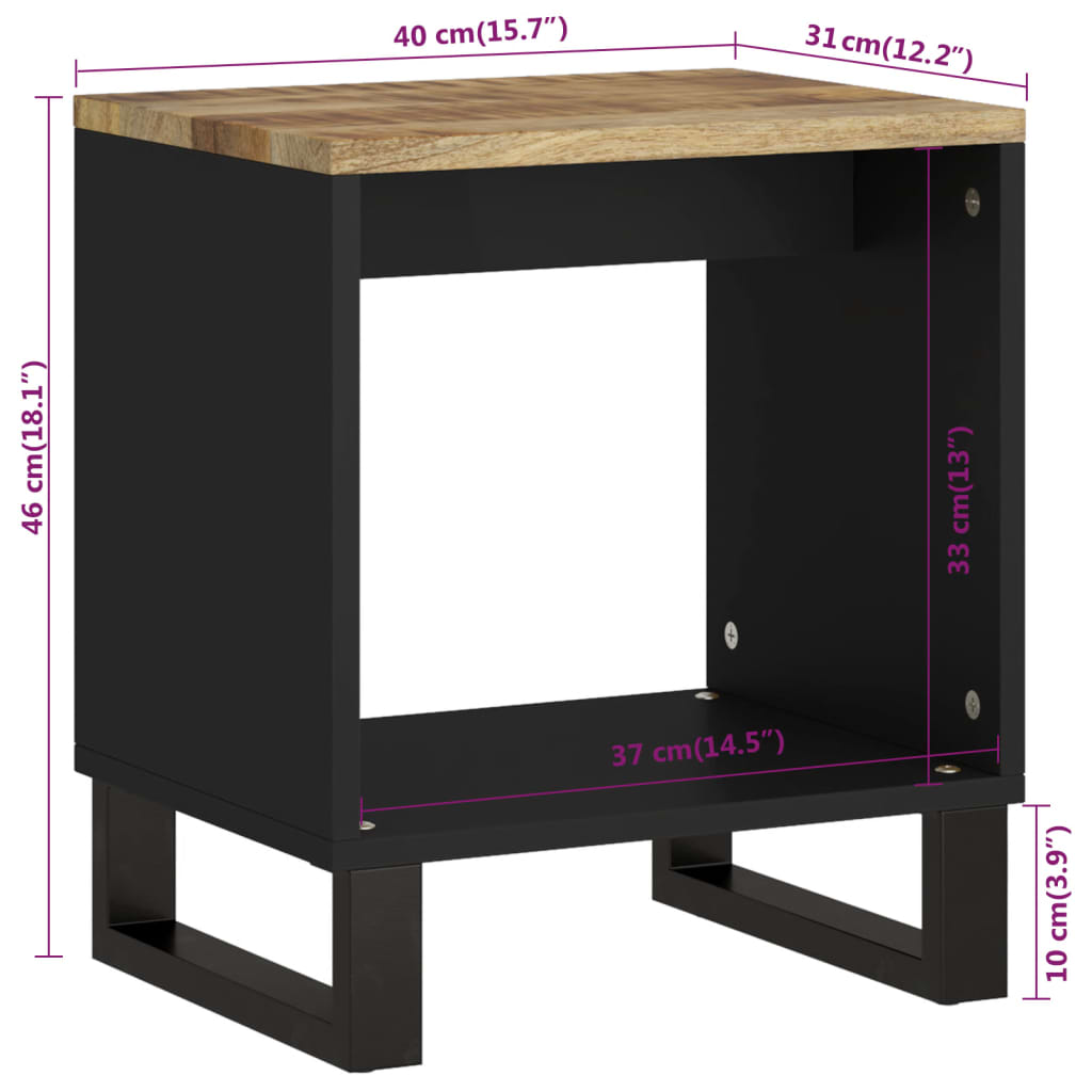 Table basse 40x31x46 cm en manguier massif et bois sculpté