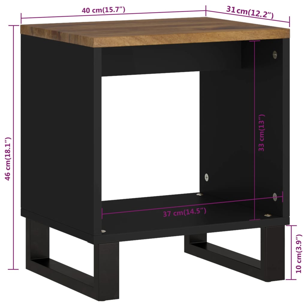 Table basse 40x31x46 cm en manguier massif et bois sculpté