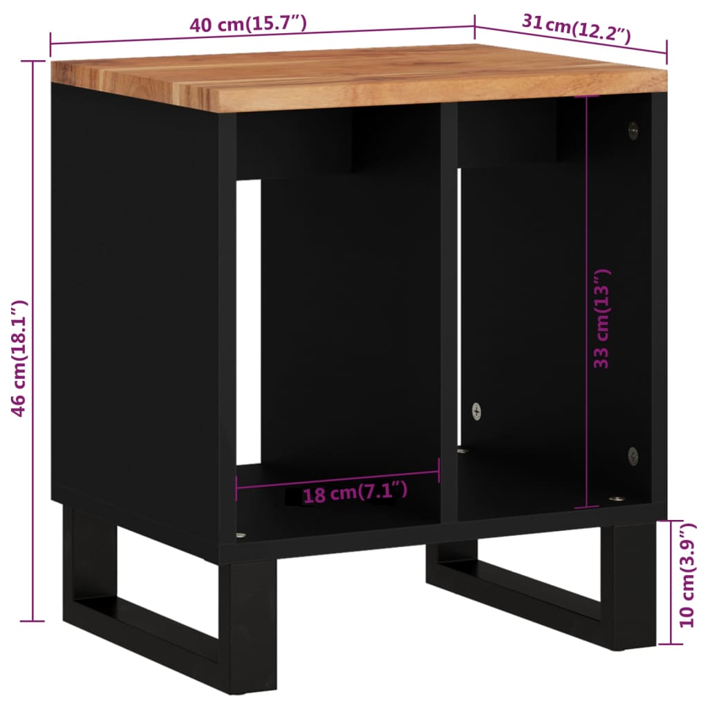 Bijzettafel 40x31x46 cm massief mangohout en bewerkt hout