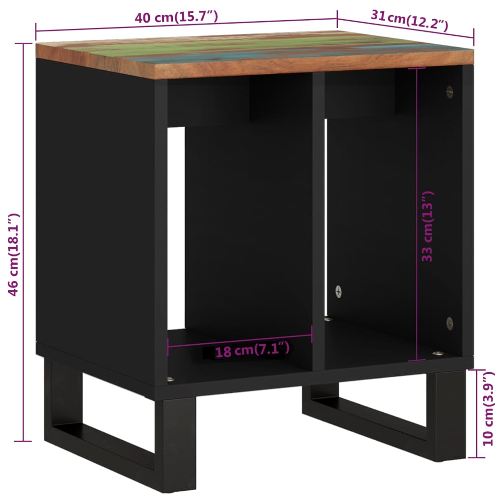 Bijzettafel 40x31x46 cm massief mangohout en bewerkt hout