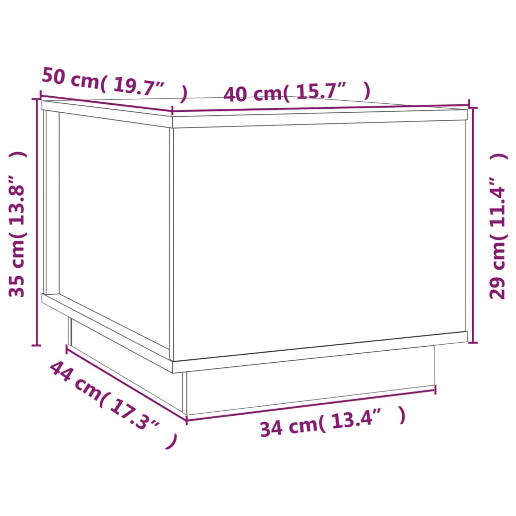 Salontafel 40x50x35 cm massief grenenhout