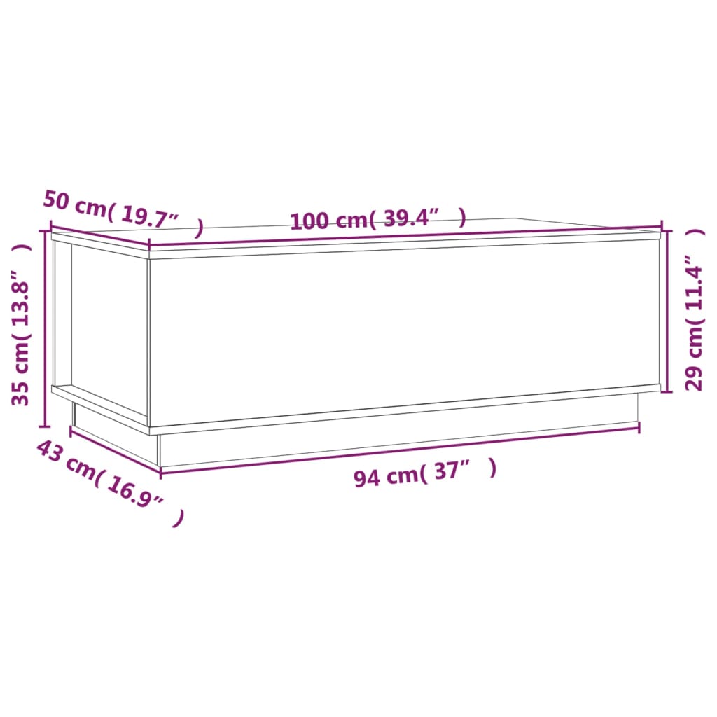 Salontafel 100x50x35 cm massief grenenhout