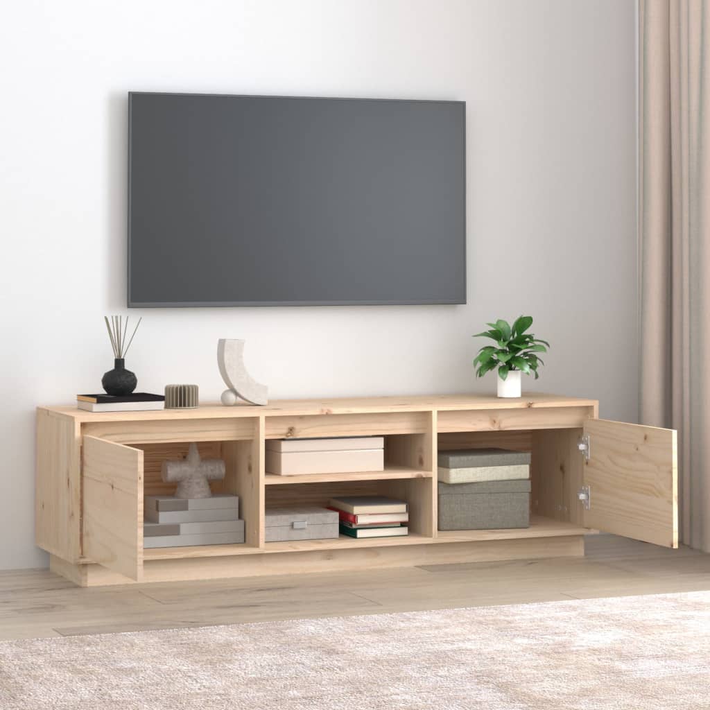 Meuble TV 140x35x40 cm en bois de pin massif