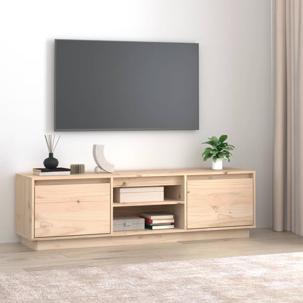 Meuble TV 140x35x40 cm en bois de pin massif