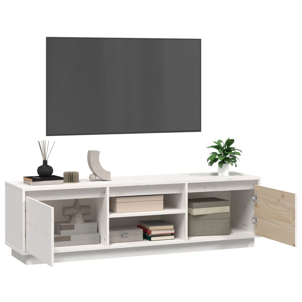 Meuble TV 140x35x40 cm en bois de pin massif