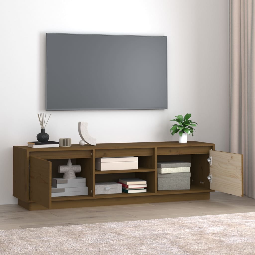 Meuble TV 140x35x40 cm en bois de pin massif