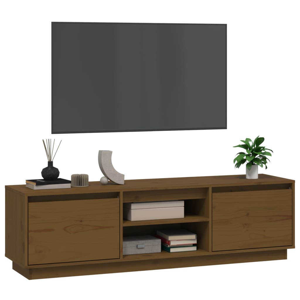 Meuble TV 140x35x40 cm en bois de pin massif