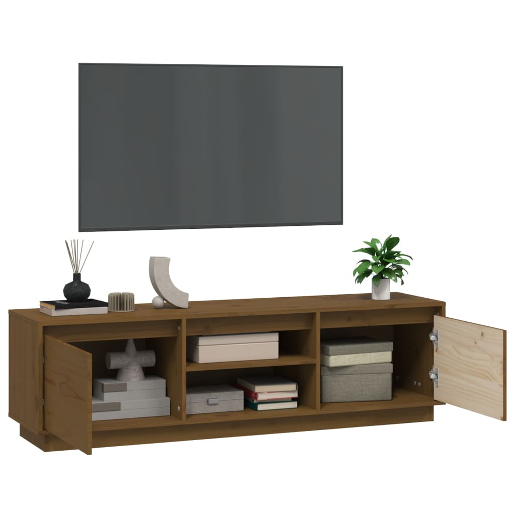 Meuble TV 140x35x40 cm en bois de pin massif