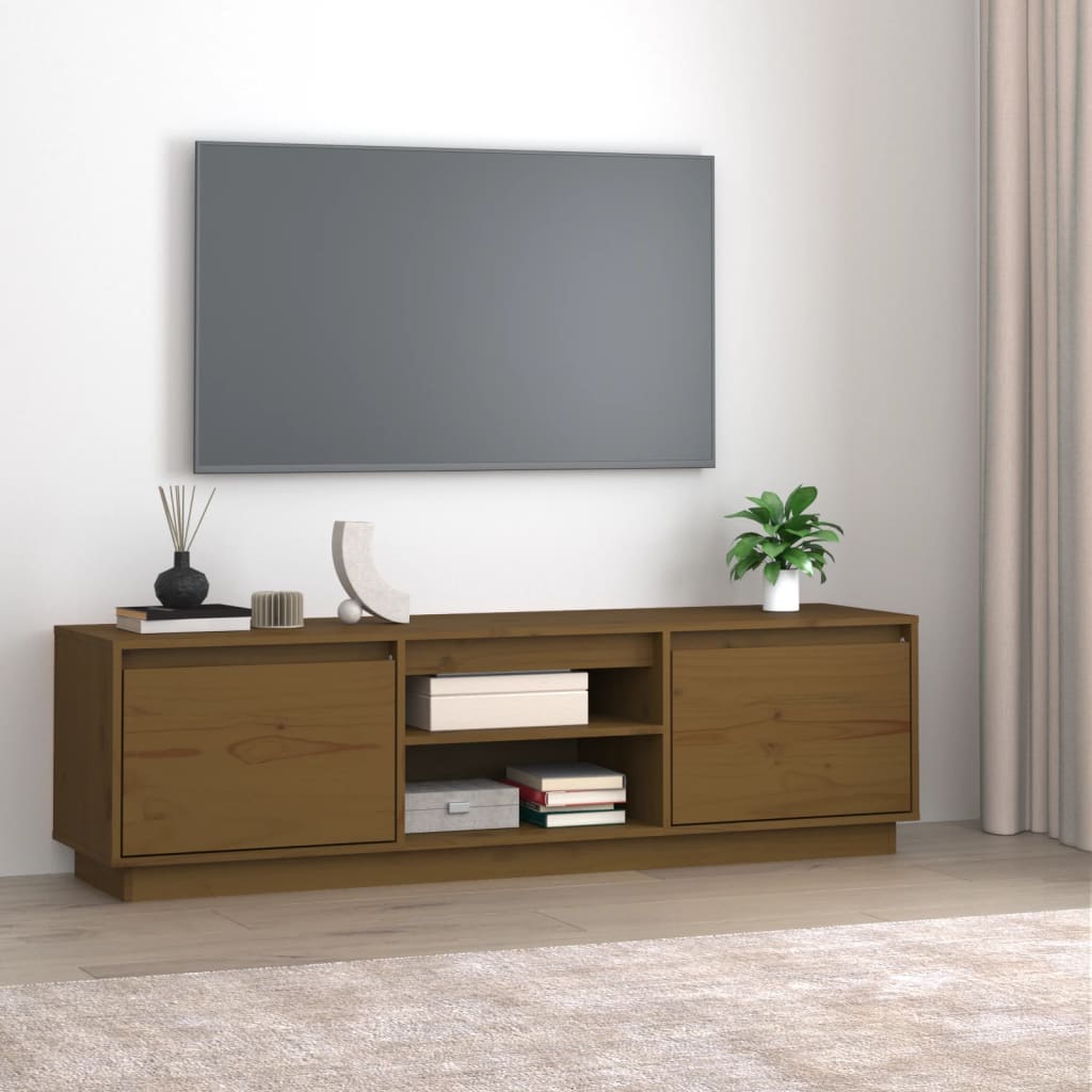 Meuble TV 140x35x40 cm en bois de pin massif