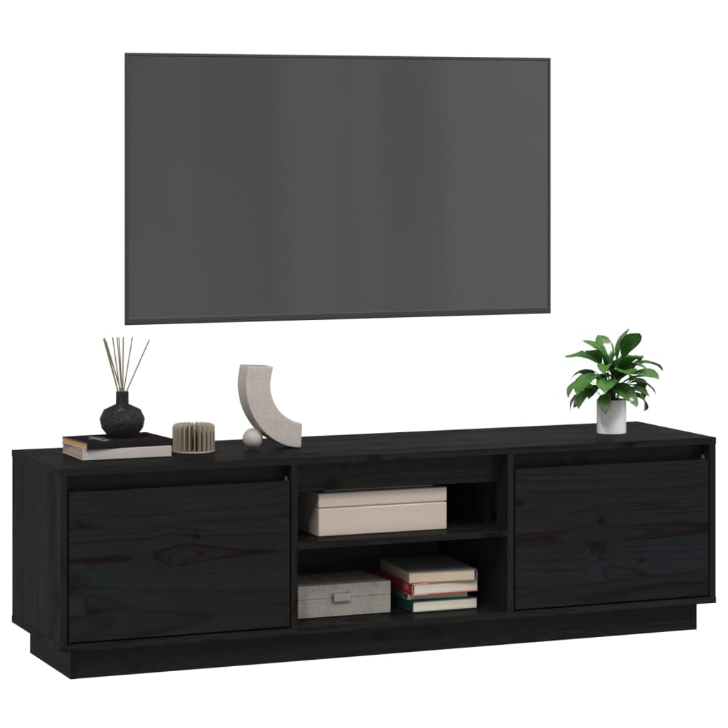 Meuble TV 140x35x40 cm en bois de pin massif