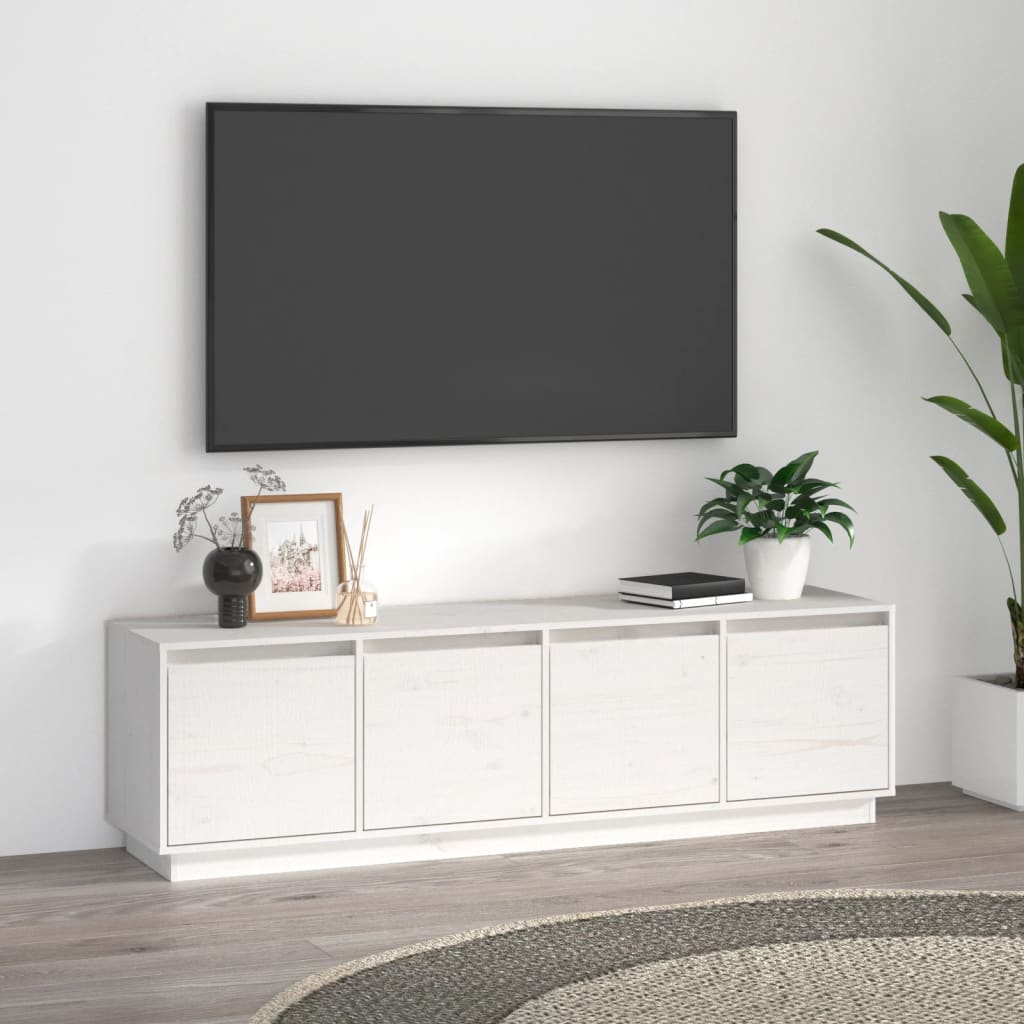 Meuble TV 156x37x45 cm en bois de pin massif