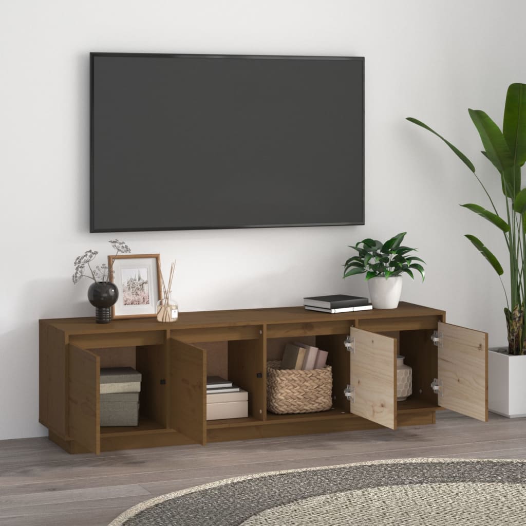 Meuble TV 156x37x45 cm en bois de pin massif