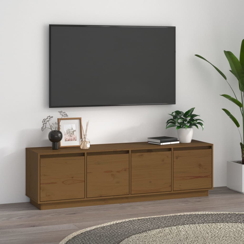 Meuble TV 156x37x45 cm en bois de pin massif