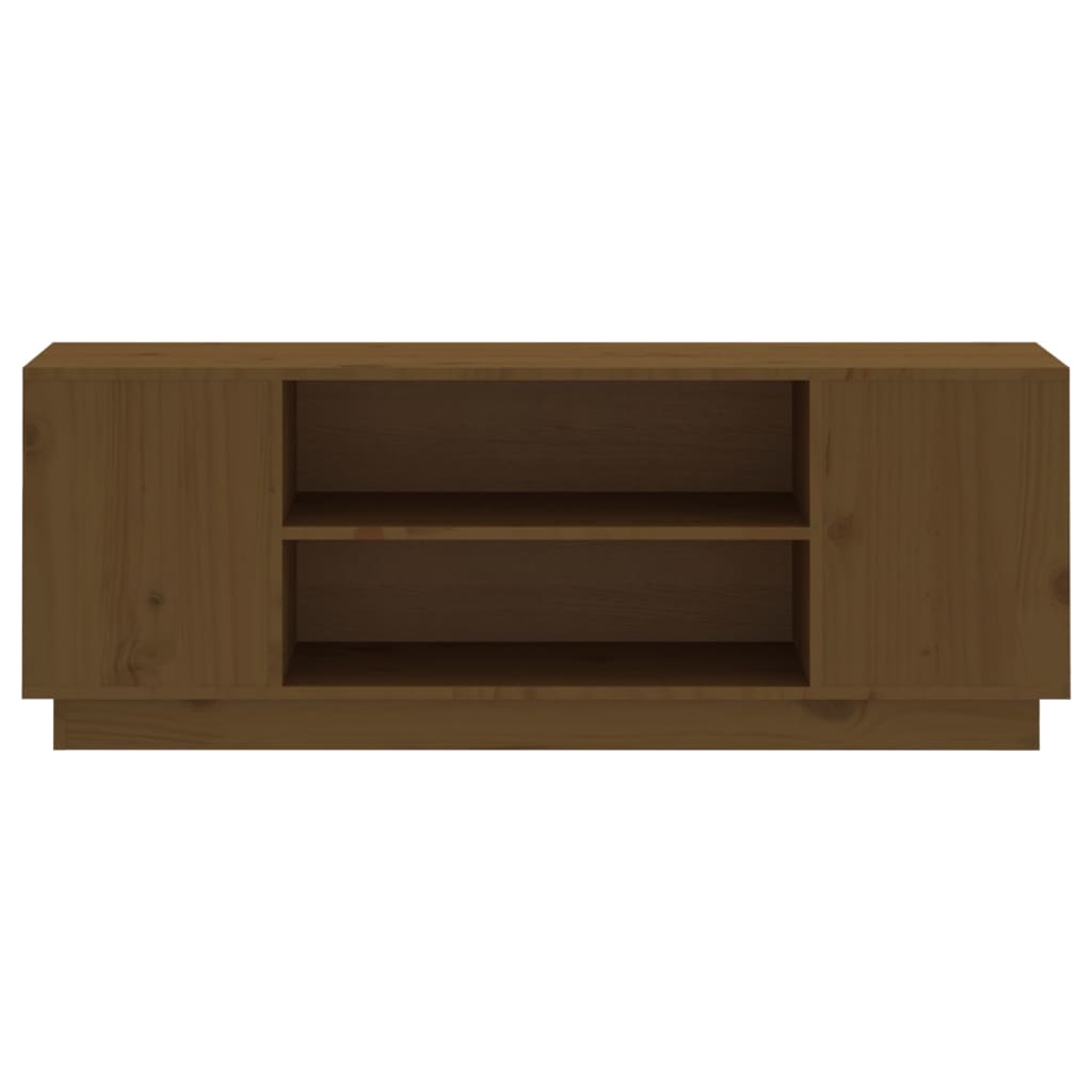 Meuble TV 110x35x40,5 cm en bois de pin massif marron miel