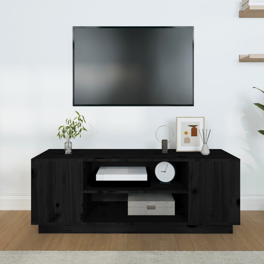 Meuble TV 110x35x40,5 cm en bois de pin massif marron miel