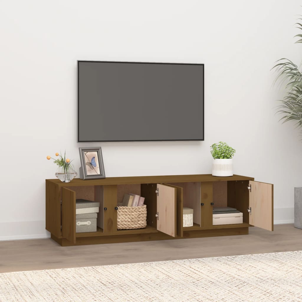 Meuble TV 140x40x40 cm en bois de pin massif