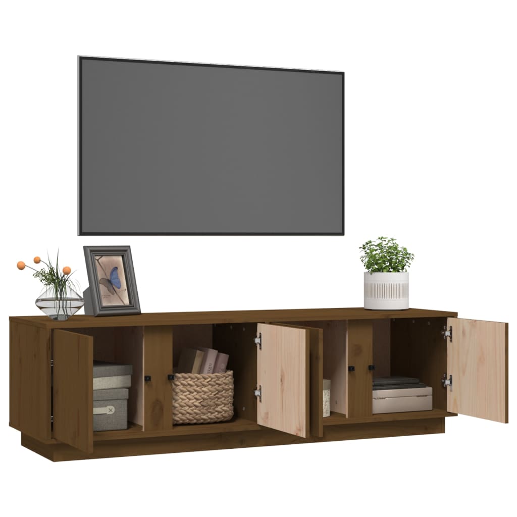 Meuble TV 140x40x40 cm en bois de pin massif